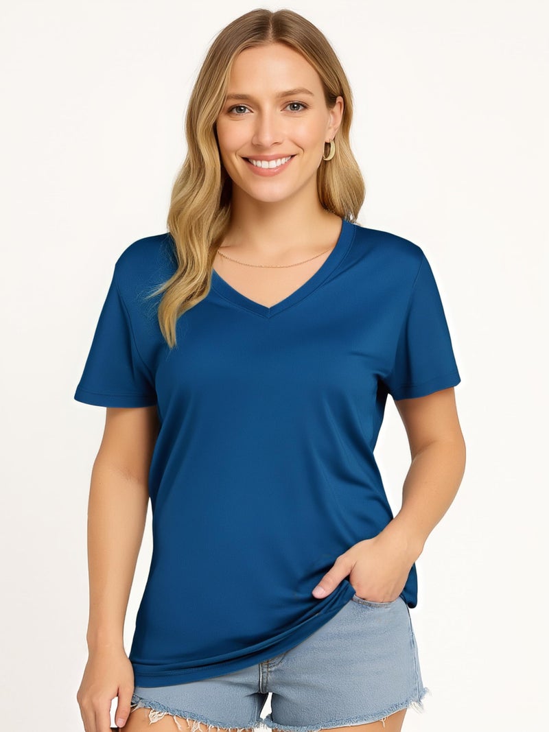 Opna Women's Short Sleeve Moisture Wicking Athletic Shirts Royal - Image 2